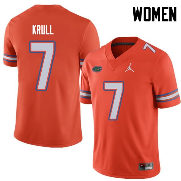 Women's NCAA Florida Gators Lucas Krull #7 Stitched Authentic Jordan Brand Orange College Football Jersey NFS6565ZN